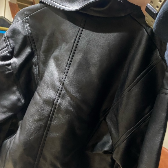 Black FUX Leather Jacket with Zipper Details- womens Small - Picture 4 of 4